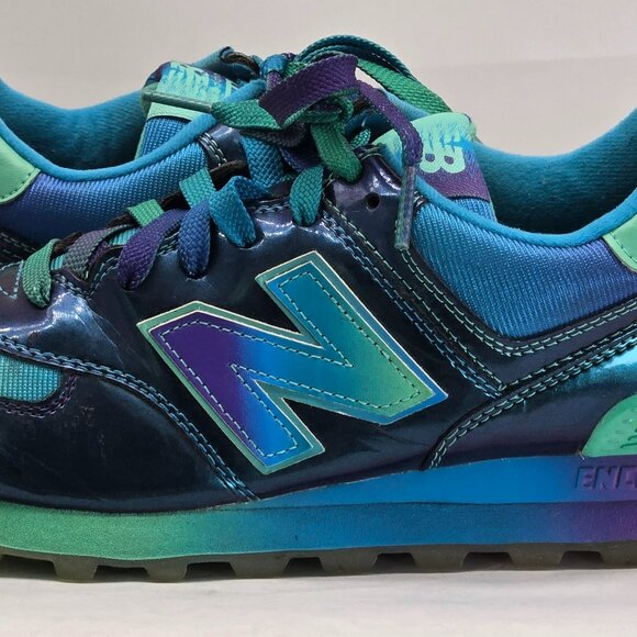 New Balance Shoes Mens 7.5 Turquoise Purple Rainbow Sneakers Trainers ML574BOW - Picture 11 of 11